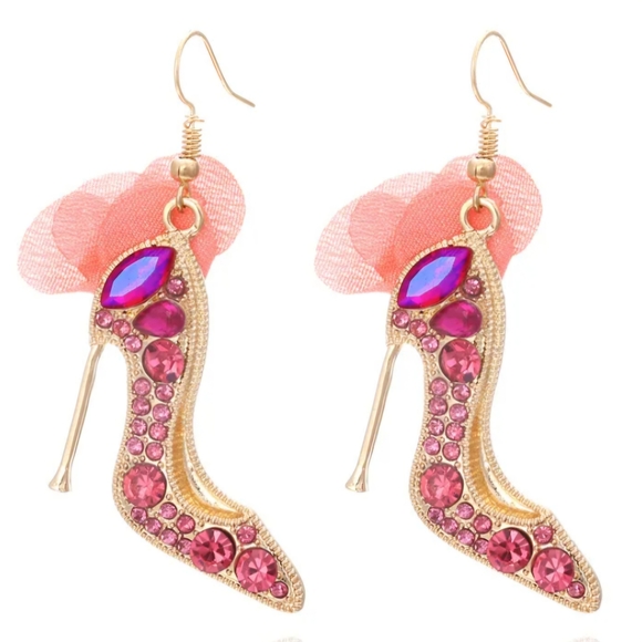 Fashion Jewelry Jewelry - Pink High Heel Earrings Novelty Earrings Rhinestone Earrings